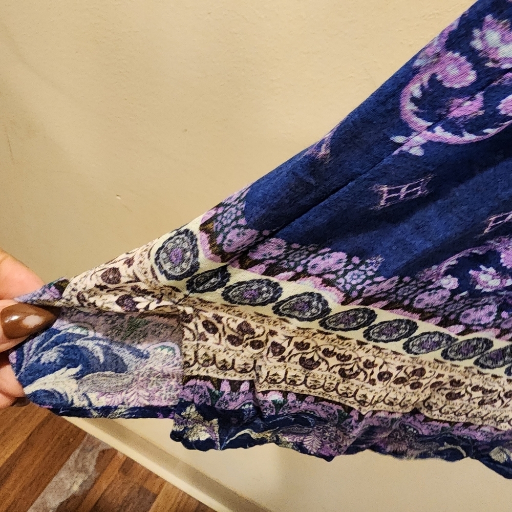 LUCKY BRAND Bohemian Blue and Purple Casual Blouse Size S - Picture 8 of 11